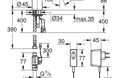 Euroeco CE infrarood elektronische wastafelkraan zonder menging- Grohe